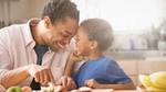 Father and son eating