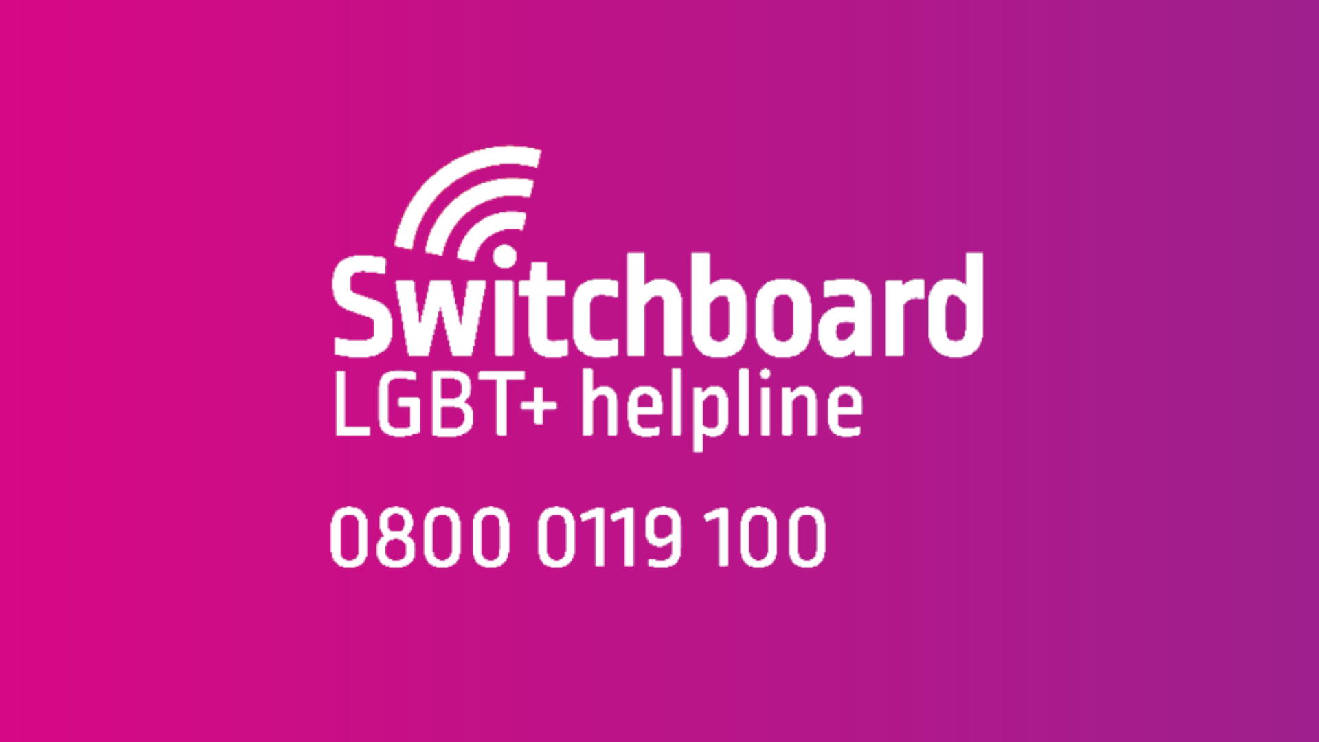Switchboard LGBT+ helpline banner