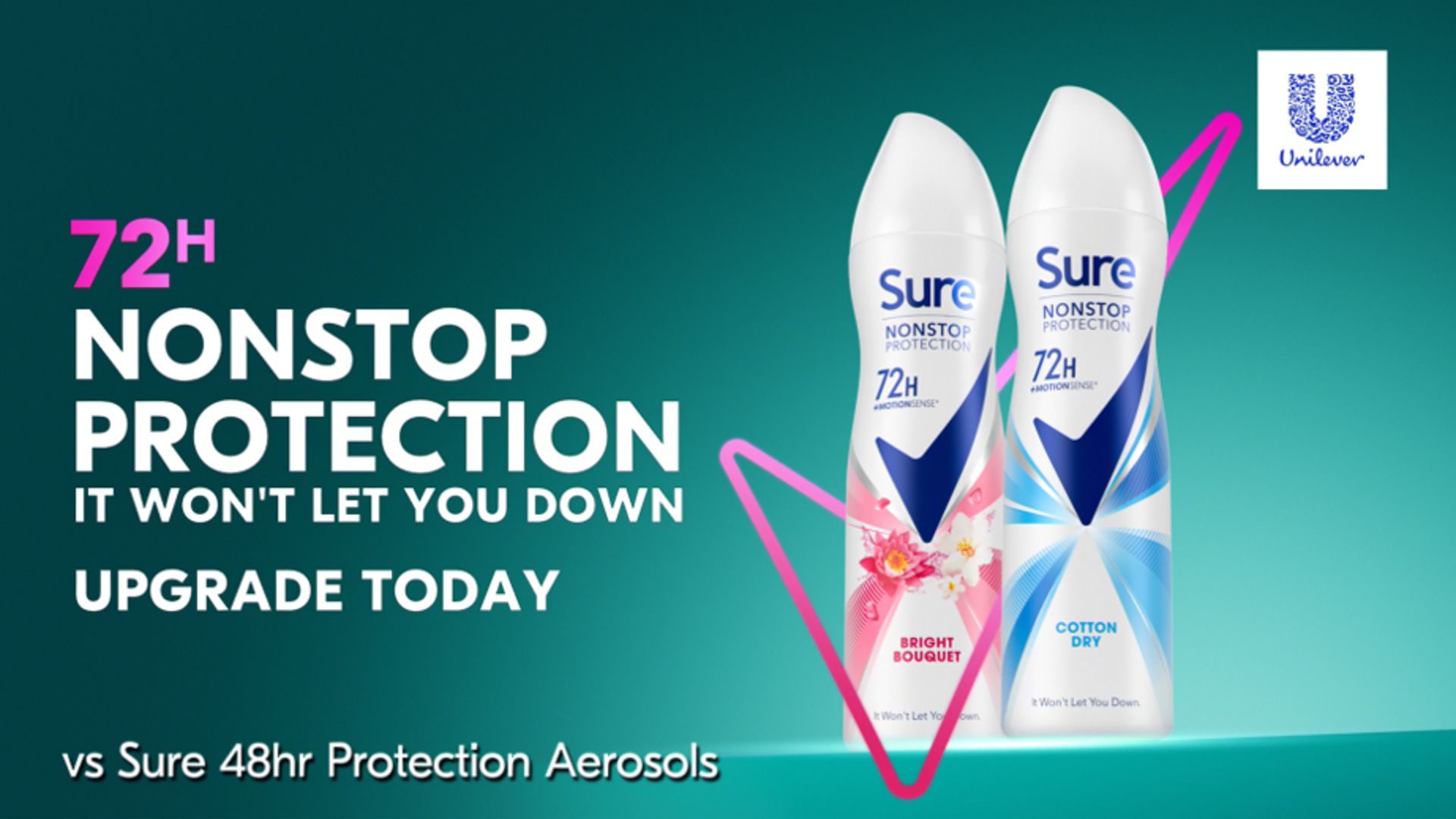 Advertisement of 72 hour nonstop protection deodorant cans