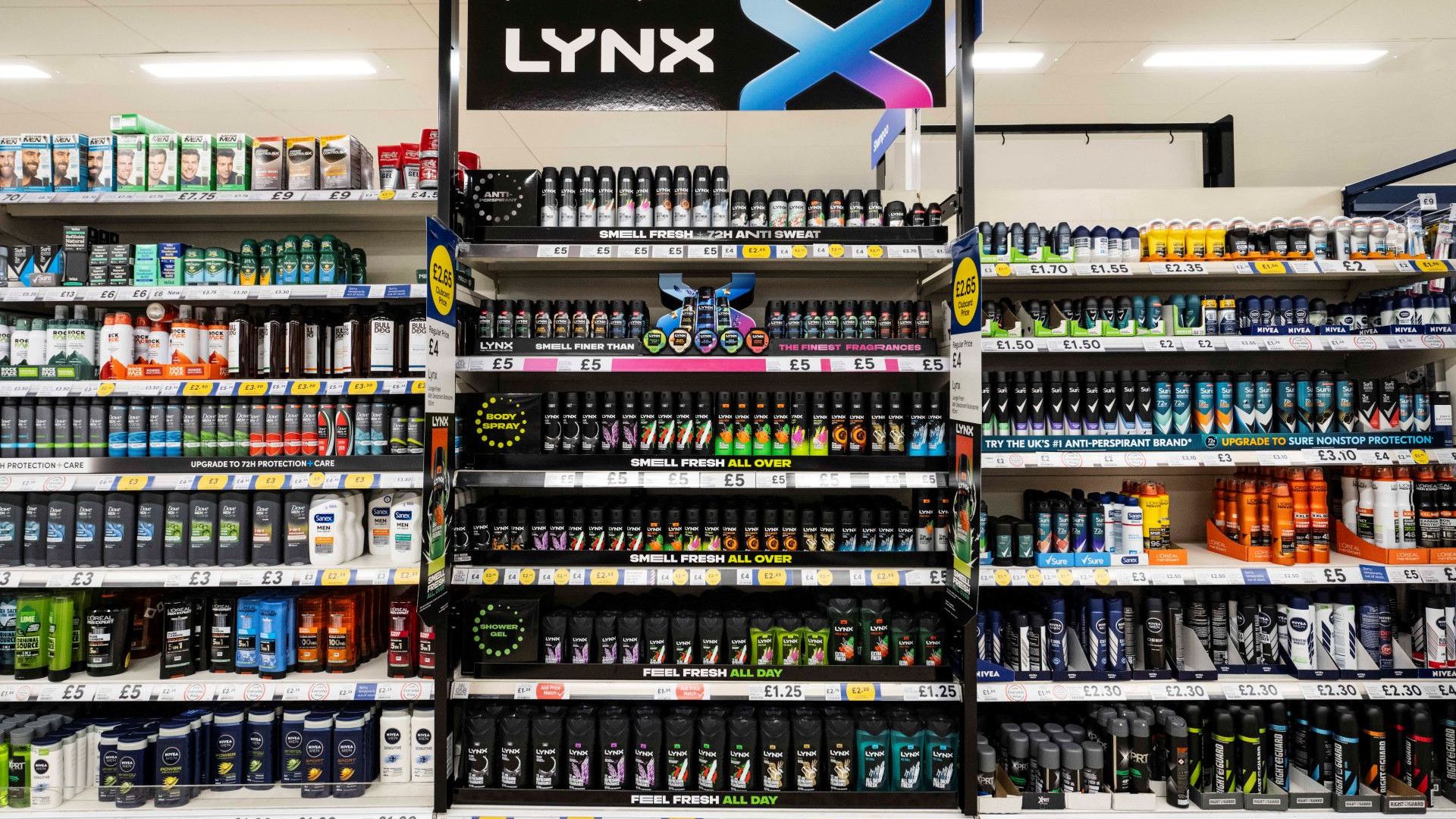 Lynx products on a supermarket's shelves.