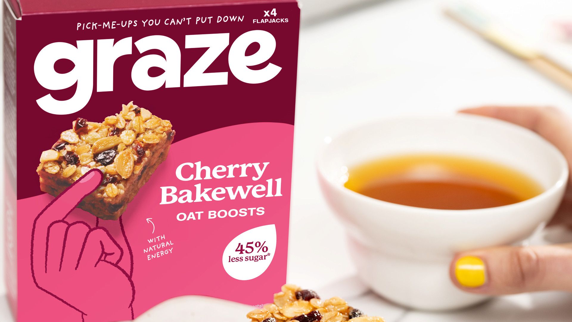Graze Cherry Bakewell oat boosts.
