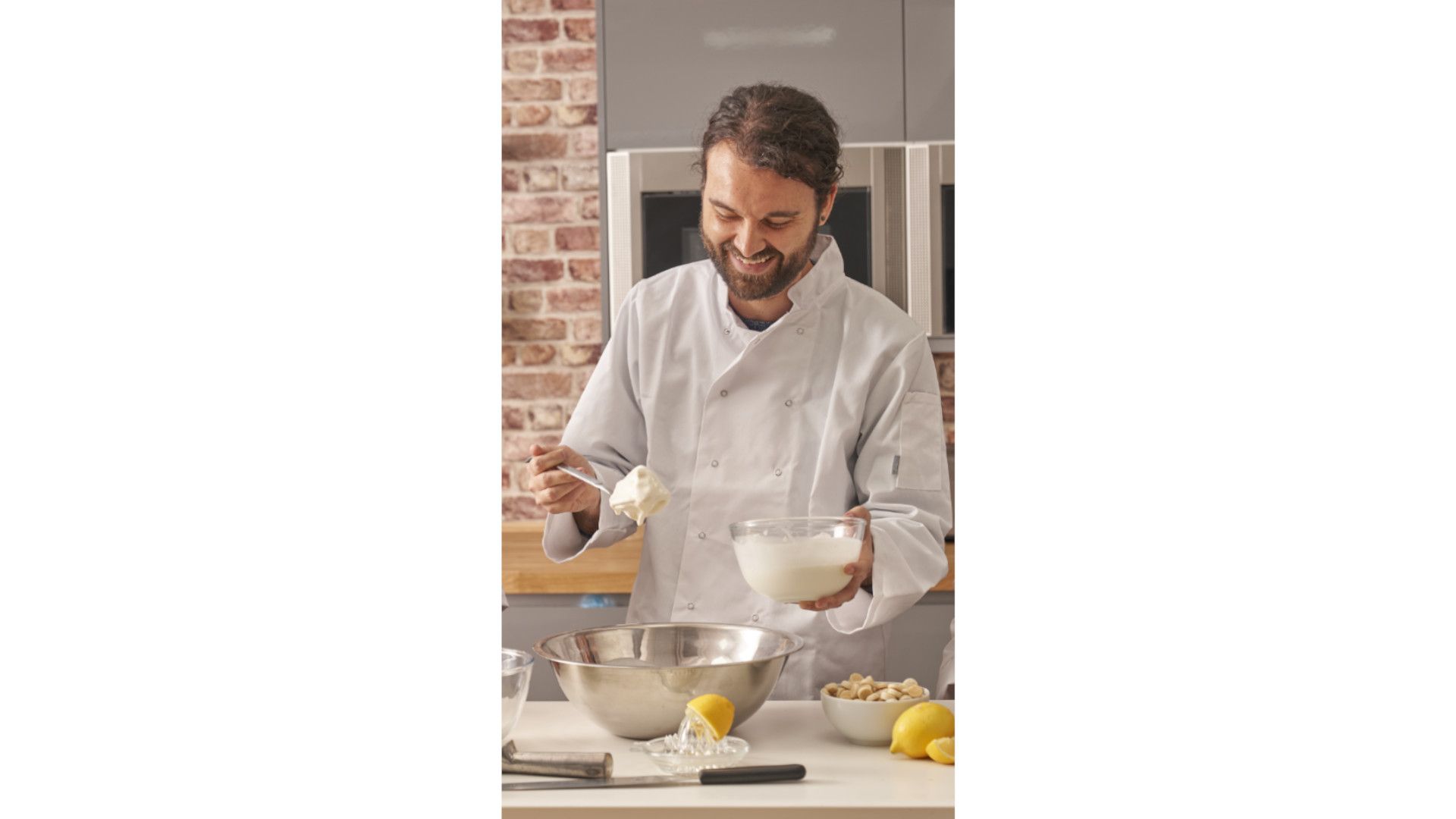 Ben & Jerry’s flavour guru João Piva in chef whites, choosing ingredients in a test kitchen