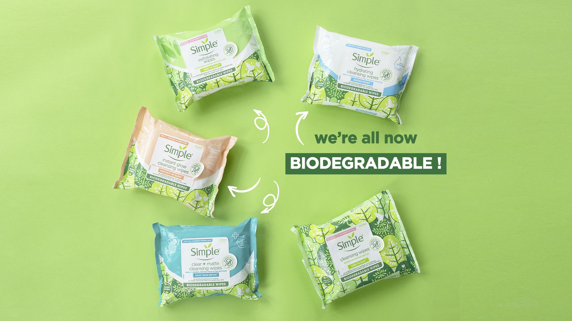 Image shows Simple biodegradable wipes