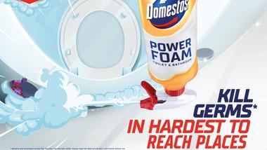 Domestos Power Foam toilet and bathroom