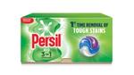 A pack-shot of Persil Bio 3-in-1 capsules with the text “1st time removal of tough stains” on the box.