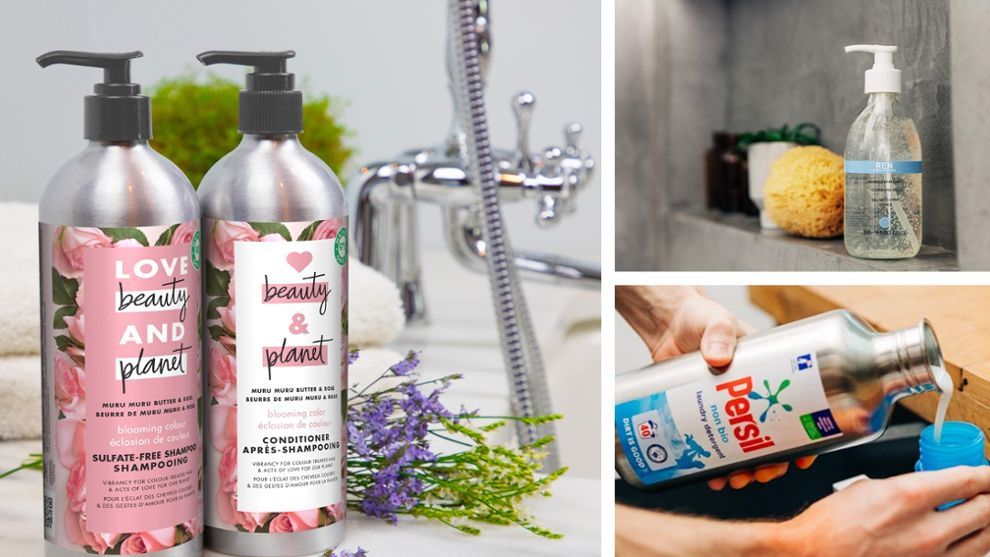 Unilever products from Persil, Love Beauty and Planet and REN Clean Skincare, in their new reusable packaging formats