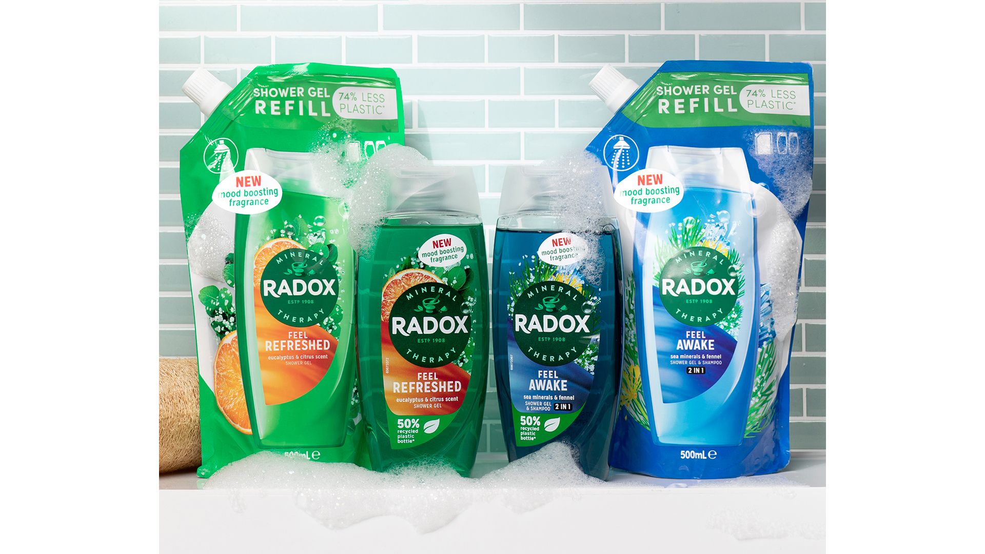 Radox refillable sack and gel bottle