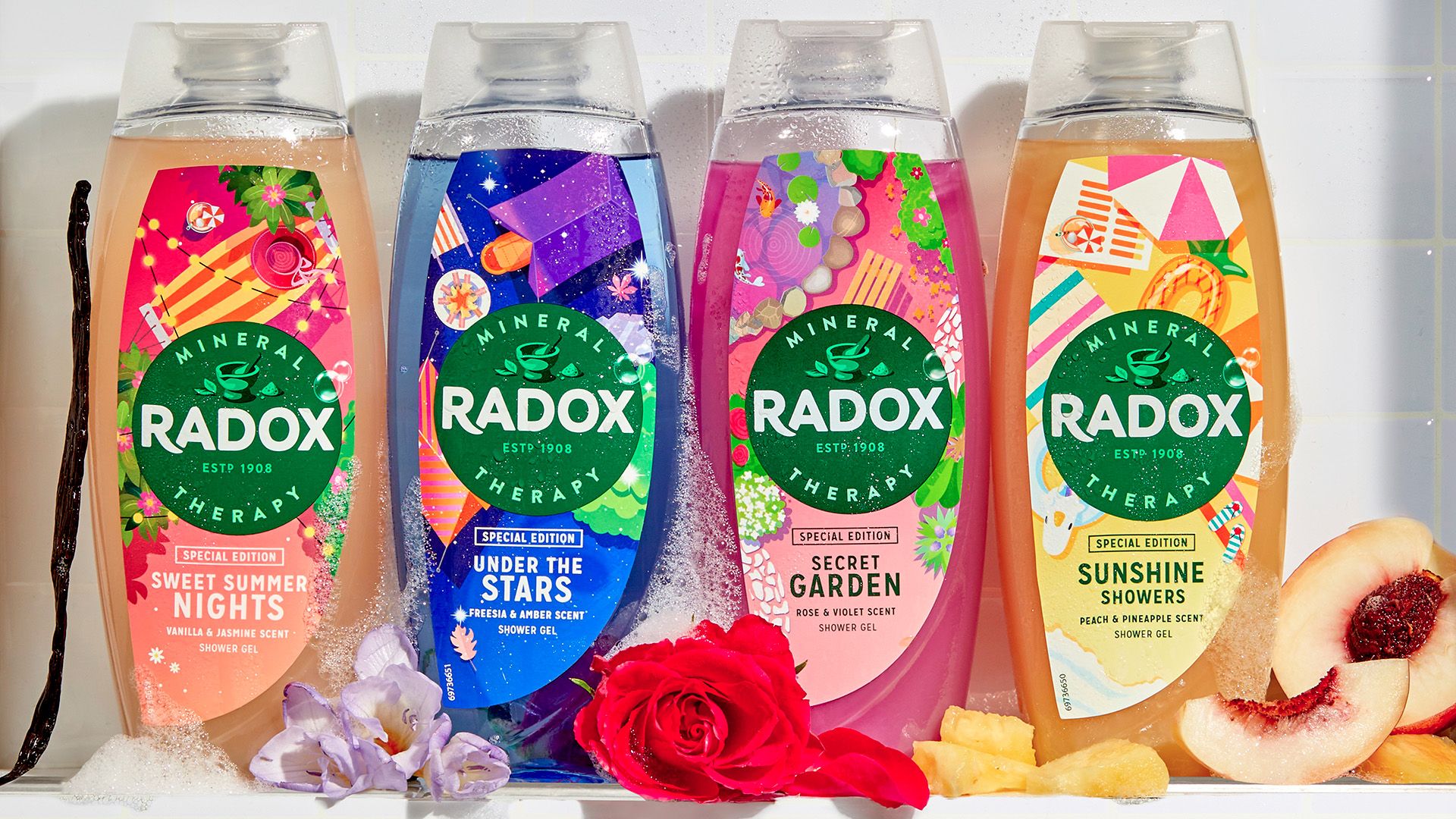 Four different fragrances of Radox Therapy